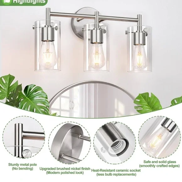 Modern Silver Vanity Light Fixture - Picture 3 of 8